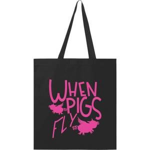 NEW MUDDY CARROTS women's cotton canvas tote bag in when pigs fly